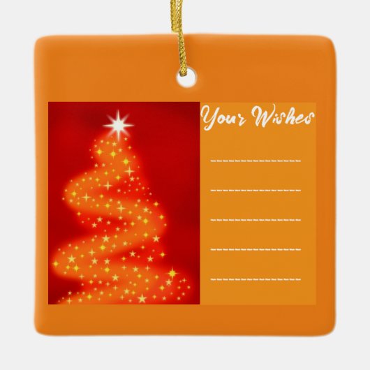 希望の赤と金ゴールドのクリスマスツリーを追加 セラミックオーナメント (正面)