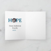 希望の青い休暇 太文字の子供の写真 名前よ カード (内部)