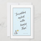 希望の青い背景についての聖書の詩 サンキューカード (正面)