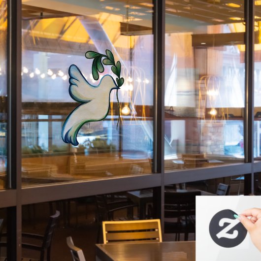 希望の鳩の地球の平和 ウィンドウサイン (レストラン窓)