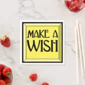 希望の黄色の面取り付きアールデコ誕生日 スタンダードカクテルナプキン (インサイチュ)