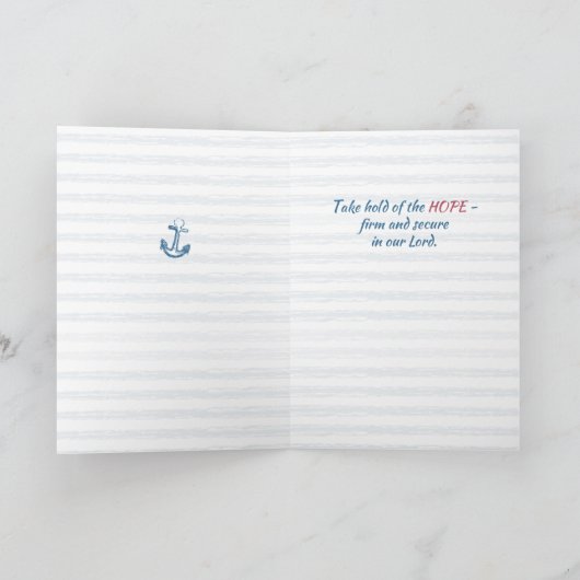 希望はハートとのいかり、宗教勇気付けられる カード (内部)