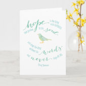 希望は羽の付いた物引用文 カード (黄色い花)