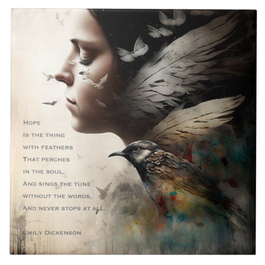 希望は羽の付いた物 タイル (正面)