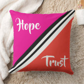 希望を信頼する?明るいピンク/オレンジのリバーシブルピロー クッション (ブランケット)