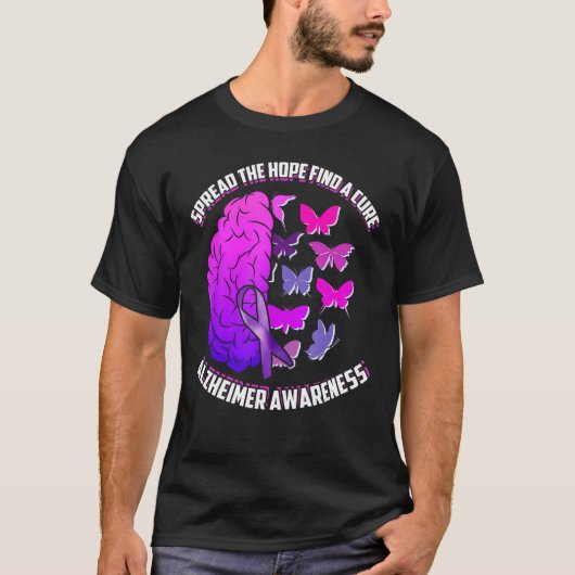 希望を広げてアルツハイマー病の治療を見つける認識度 Tシャツ (正面)
