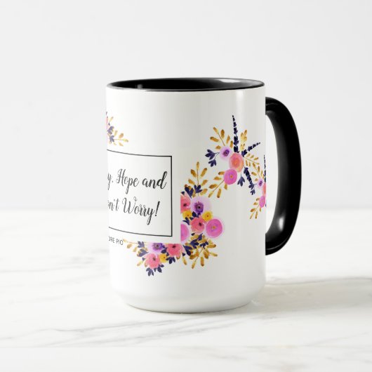 希望を心配しませんPadre PIOの花柄を祈って下さい マグカップ (正面右)