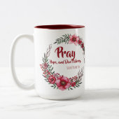 希望を心配しませんSt. Padre PIOの花を祈って下さい ツートーンマグカップ (左)