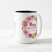 希望を心配しませんSt. Padre PIOの花を祈って下さい ツートーンマグカップ (正面右)