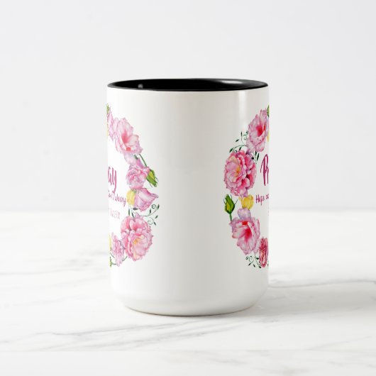 希望を心配しませんSt. Padre PIOの花を祈って下さい ツートーンマグカップ (中央)