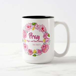 希望を心配しませんSt. Padre PIOの花を祈って下さい ツートーンマグカップ