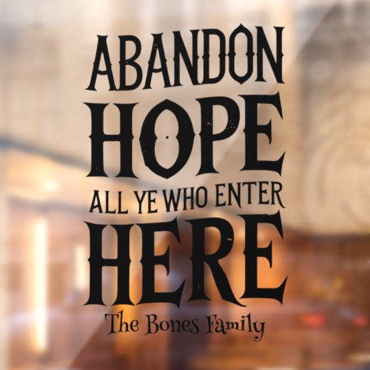 希望を捨てる家族の名前ハロウィーンウィンドウにしがみつく ウィンドウサイン (シート2)