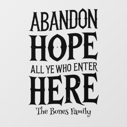 希望を捨てる家族の名前ハロウィーンウィンドウにしがみつく ウィンドウサイン (シート)