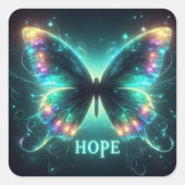 希望を数々の描く輝く色の蝶 スクエアシール (正面)