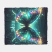 希望を数々の描く輝く色の蝶 フリースブランケット (正面(横))