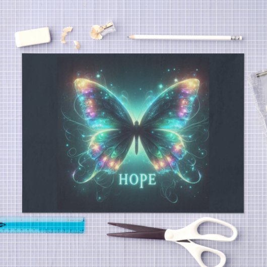 希望を数々の描く輝く色の蝶 薄葉紙 (クラフト)