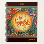 希望インスパイア者のかわいらしフローラパーソナライズされたおもしろい プランナー手帳 (正面)