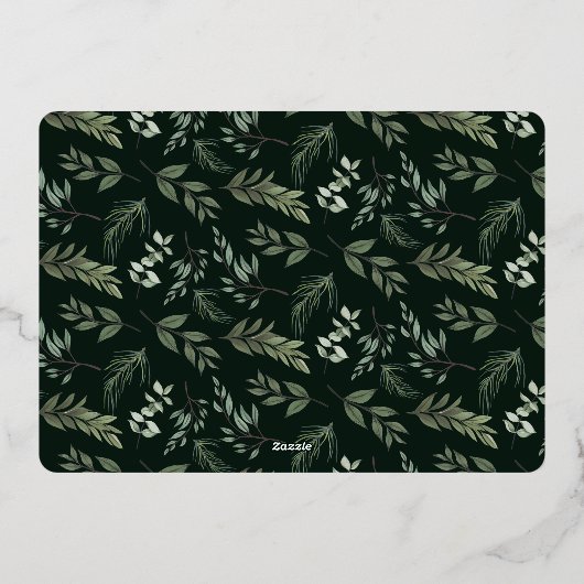 希望エレガントの興奮 |グリーンフォトクリスマス 箔シーズンカード (裏面)