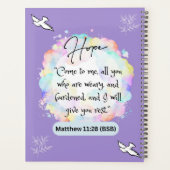 希望メッセージ – マタイ11-28 - 8.5 x 11スパイラル プランナー手帳 (裏面)