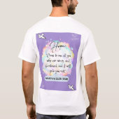 希望メッセージ – Matthew 11-28 – ショートスリーブホワイト Tシャツ (裏面)
