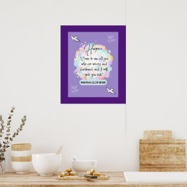 希望メッセージ – Matthew 11-28 - 20 x 24 - ポスター