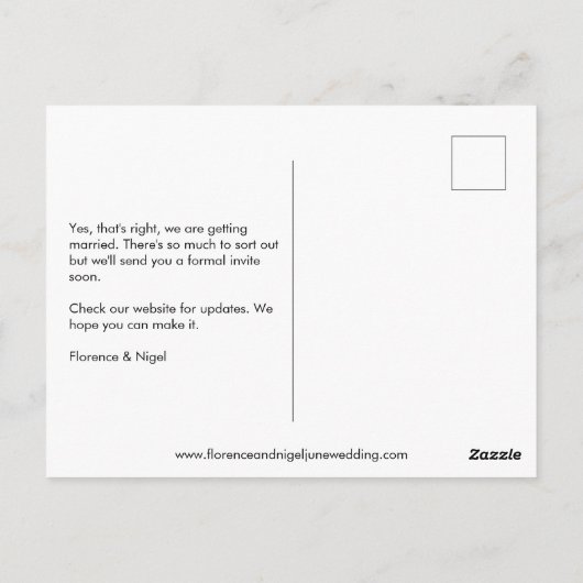 希望夢の写真結婚式の日付を保存 ポストカード (裏面)