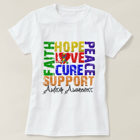 希望愛治療の自閉症の認識度 Tシャツ (デザイン正面)