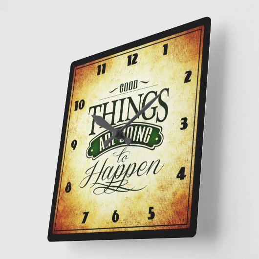 希望感動的の引用文メッセージの高揚 スクエア壁時計 (傾斜)