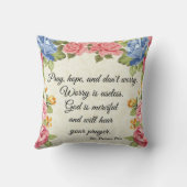 、希望祈って下さい及び聖者のPadre PIOのバラを心配しないで下さい クッション (裏面)