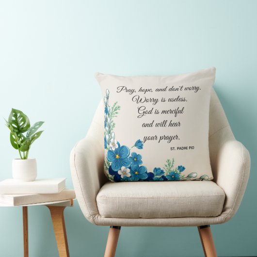 、希望祈って下さい及び聖者のPadre PIOの花を心配しないで下さい クッション (椅子)