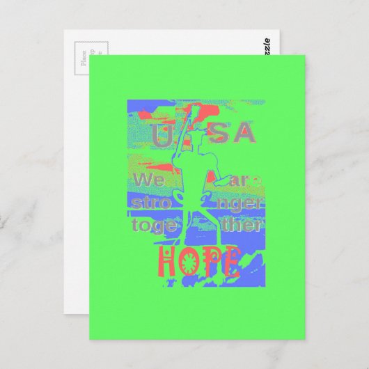 希望統一されたで:一緒に強く – 鮮やか米国 ポストカード (正面/裏面)