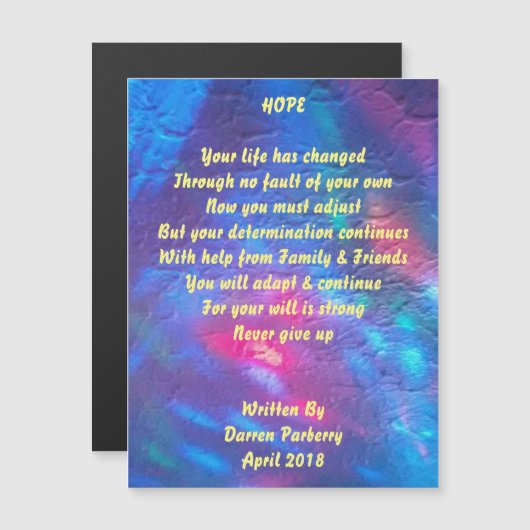 『希望』の詩-磁気カード (正面/裏面)