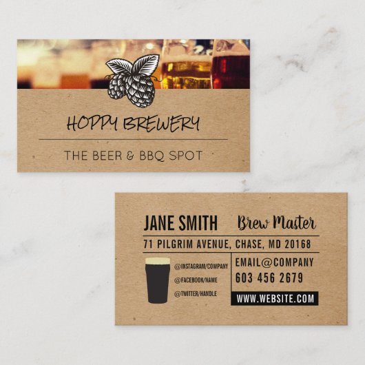 希望 | ビールの背景 名刺 (正面/裏面)