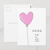 希望 - ピンクの風船と心が温まるような励ましの言葉 ポストカード (正面/裏面)