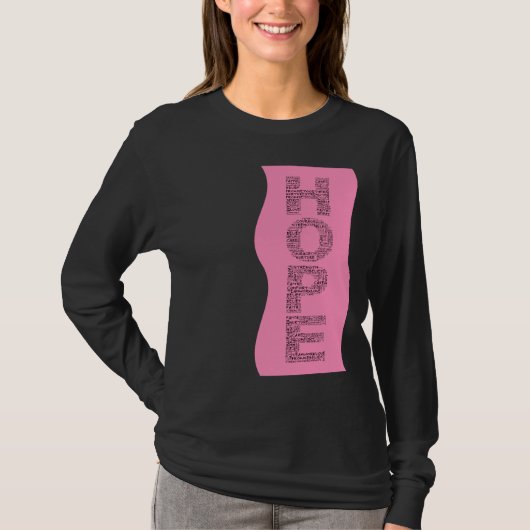 希望(ピンクの黒い文字)の精神 Tシャツ (正面)
