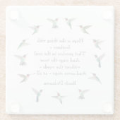 「希望」ルビーの喉を切ったハチドリガラスコースター ガラスコースター (裏面)