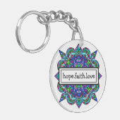 希望。信仰。ラブパープルとブルーマンダラケチャイ キーホルダー (正面左)