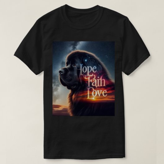 希望 信仰 愛 ニューファンドランド Tシャツ (デザイン正面)