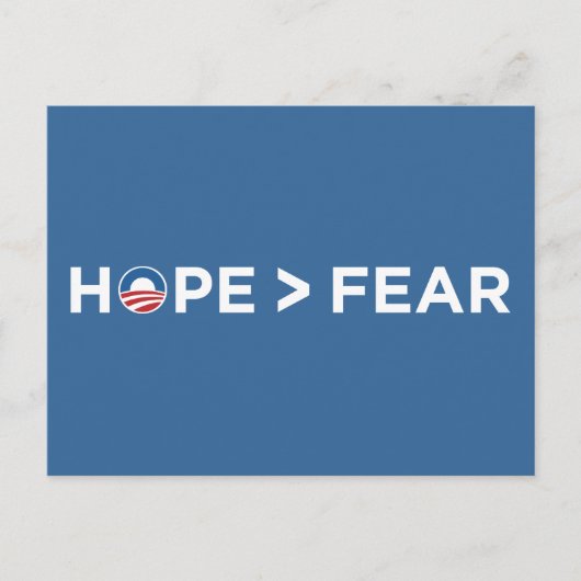 希望>恐れオバマ氏2008年希望を勝ち取る ポストカード (正面)