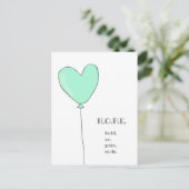 希望 - 爽やかな励ましの言葉が書かれたターコイズ色の風船 ポストカード (スタンド正面)