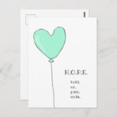 希望 - 爽やかな励ましの言葉が書かれたターコイズ色の風船 ポストカード (正面/裏面)