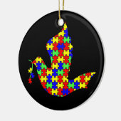 希望-自閉症のパズルの部分の鳩 セラミックオーナメント (左)