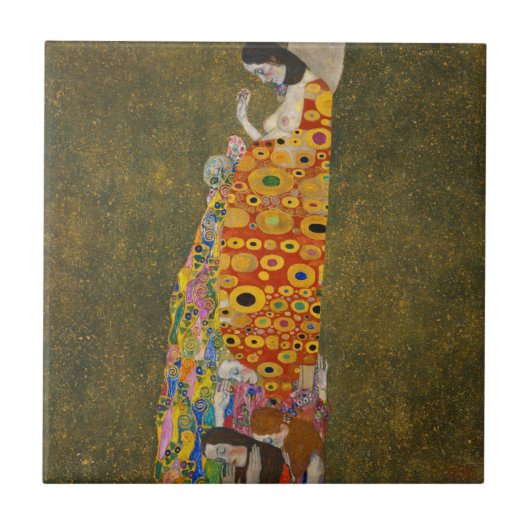 『希望II』(1907/08) by Gustav Klimt, ヴィンテージ アートヌーボー タイル (正面)