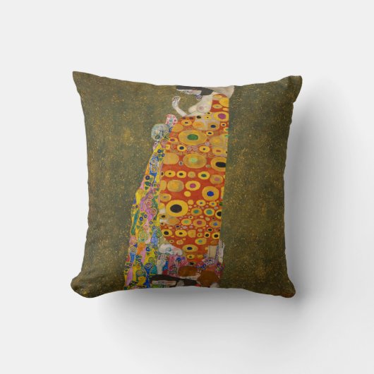 『希望II』(1907/08) by Gustav Klimt, ヴィンテージ アール・ヌーヴォー クッション (正面)