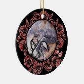 希薄三毛猫ねこ赤ポピー花猫 セラミックオーナメント (右)