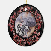 希薄三毛猫ねこ赤ポピー花猫 セラミックオーナメント (左)