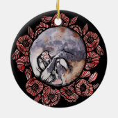 希薄三毛猫ねこ赤ポピー花猫 セラミックオーナメント (裏面)