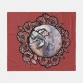 希薄三毛猫ねこ赤ポピー花猫 フリースブランケット (正面(横))