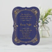 帝国のプロムナイトスタイル、溶けた金、ネイビー、シック 招待状 (スタンド正面)