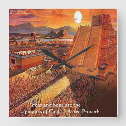 帝国アステカと有名な諺の壁時計 スクエア壁時計 (正面)